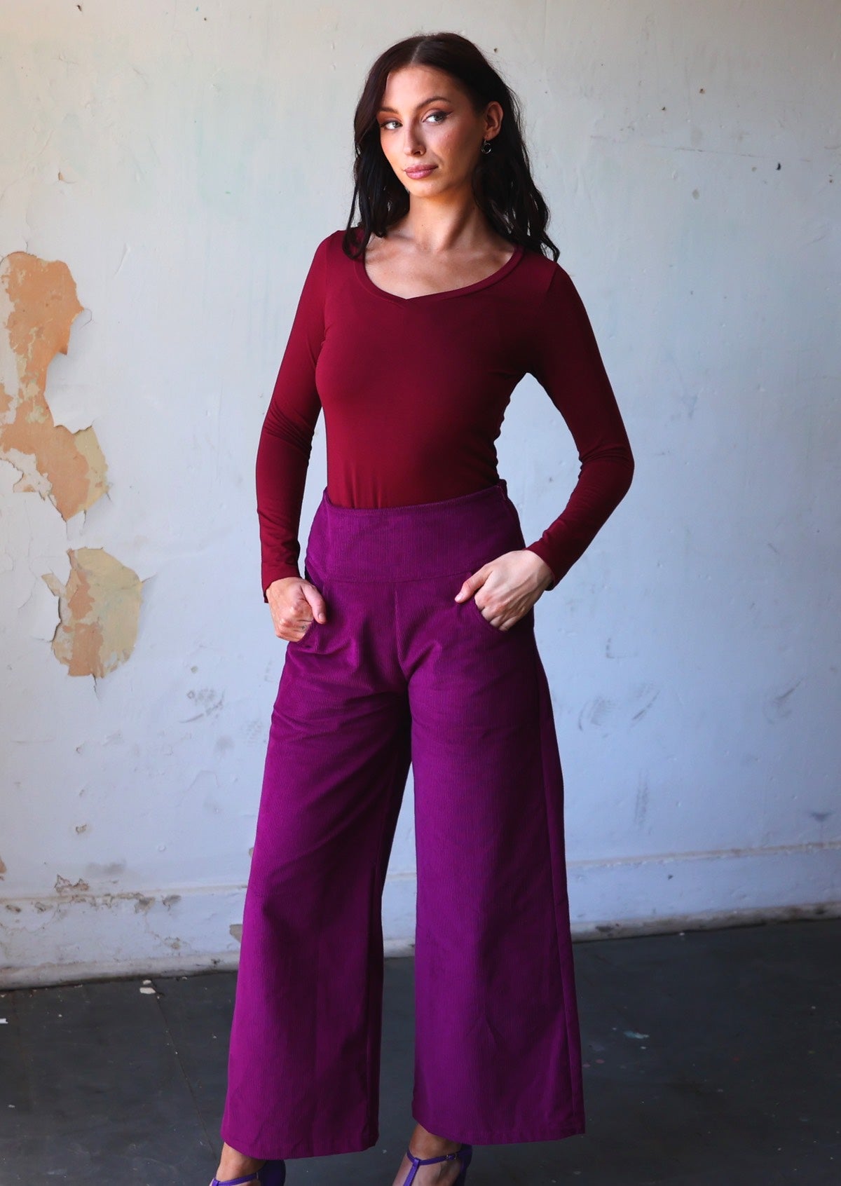 Esta Corduroy Pants Plum Caspia