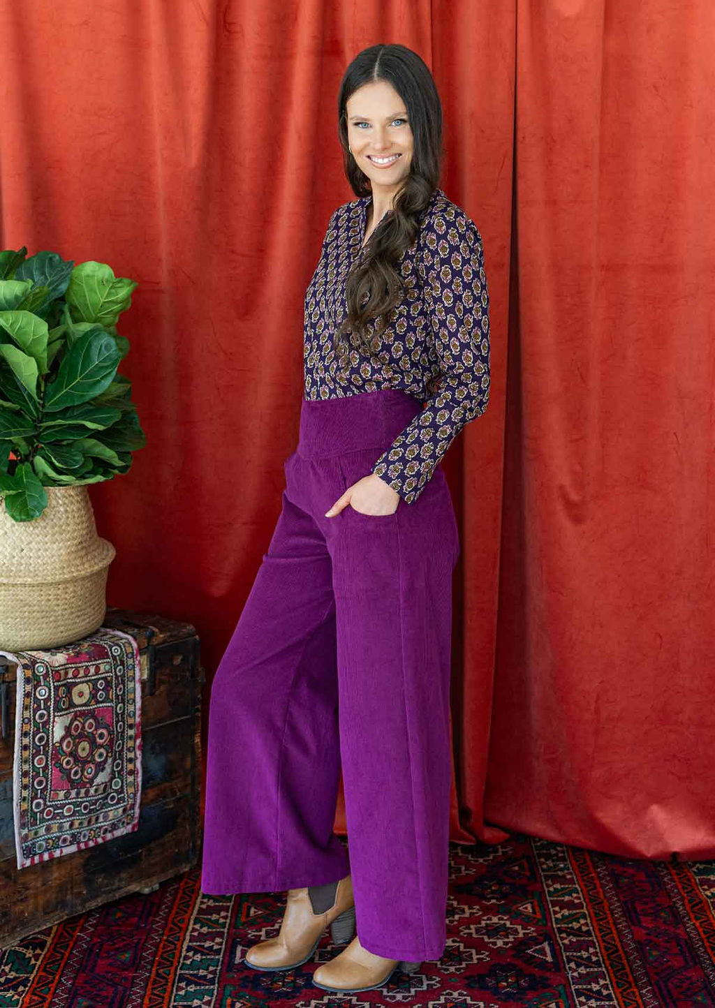 Esta Corduroy Pants Plum Caspia