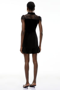 Eulalia Black Cut-Out Floral Lace Mini Dress