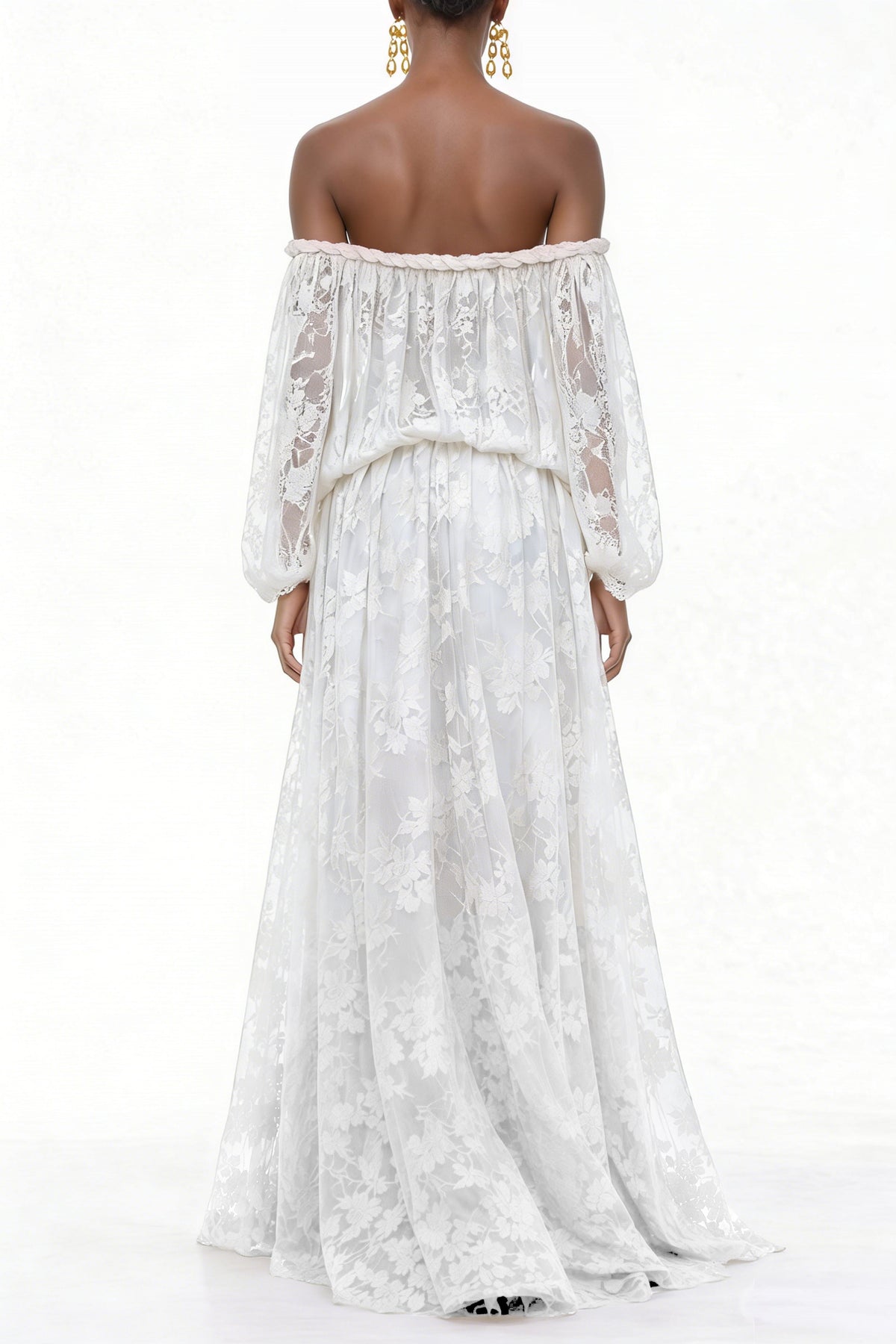 Fabienne White Floral Appliqué Maxi Dress