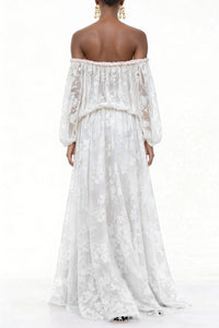 Fabienne White Floral Appliqué Maxi Dress
