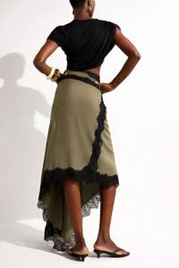 Fiamma Black Gathered Lace Panel Maxi Dress