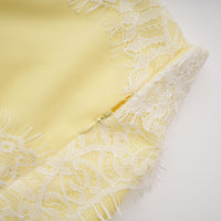 Fiamma Yellow Gathered Lace Panel Maxi Dress