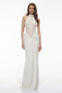 Filomena White Floral Lace Maxi Dress