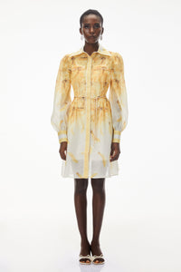 Filomena Yellow Ombre Embellished Mini Dress