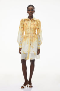 Filomena Yellow Ombre Embellished Mini Dress