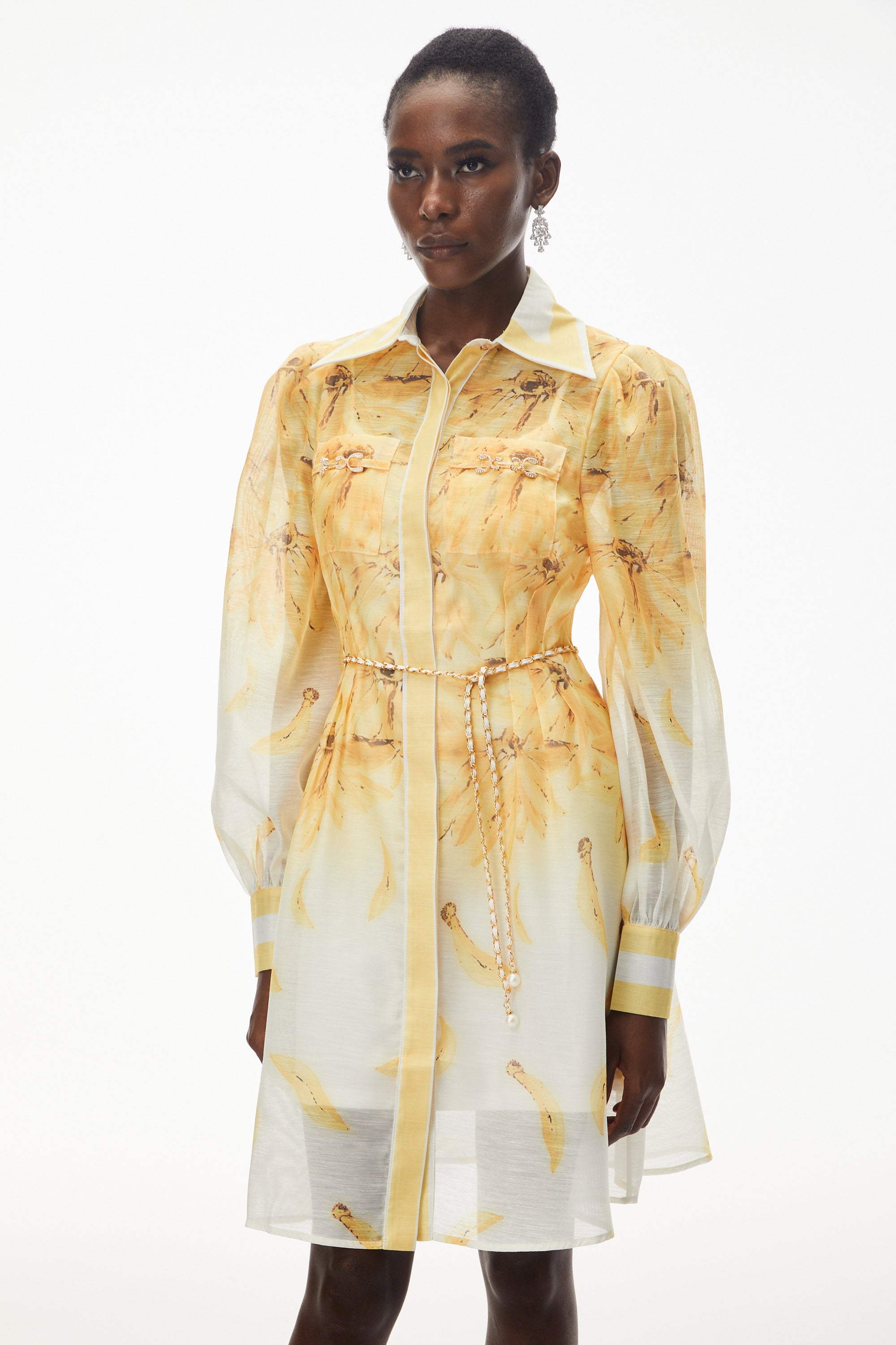 Filomena Yellow Ombre Embellished Mini Dress