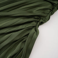 Firoozeh Emerald Green One Shoulder Pleated Maxi Dress