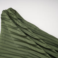 Firoozeh Emerald Green One Shoulder Pleated Maxi Dress