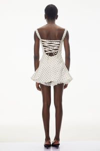 Florence White Polka Dot Mini Dress with Bow