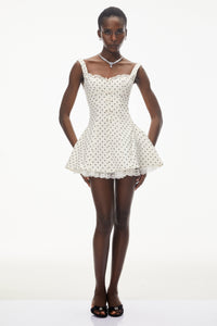 Florence White Polka Dot Mini Dress with Bow