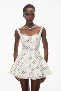 Florence White Polka Dot Mini Dress with Bow