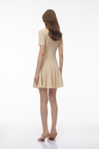 Galatea Neutral Ribbed Knit Midi Dress