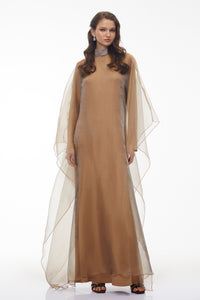 Ganna Camel Cape Maxi Dress