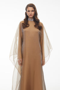 Ganna Camel Cape Maxi Dress