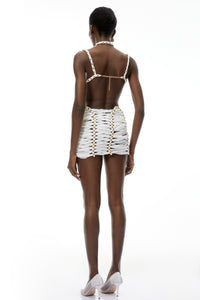Geanina White Halterneck Cross Front Mini Dress