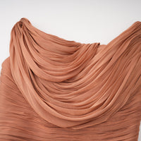 Gelsomina Gold Asymmetrical Glossy Gathered Maxi Dress