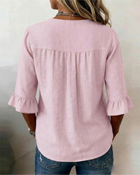 Sophia Solid Cotton Linen Blend Shirt