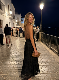 Ivory Textured Halter Neck Maxi Dress