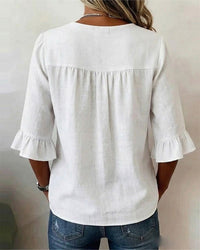 Sophia Solid Cotton Linen Blend Shirt