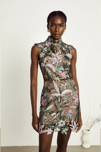 Géraldine sequin-embellished embroidered mini dress
