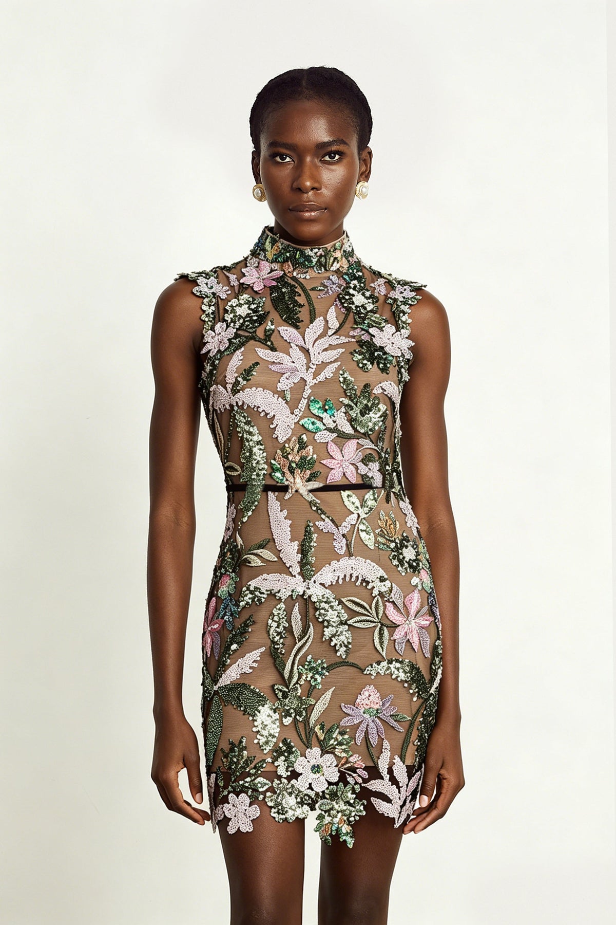 Géraldine sequin-embellished embroidered mini dress