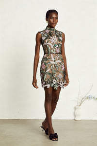 Géraldine sequin-embellished embroidered mini dress