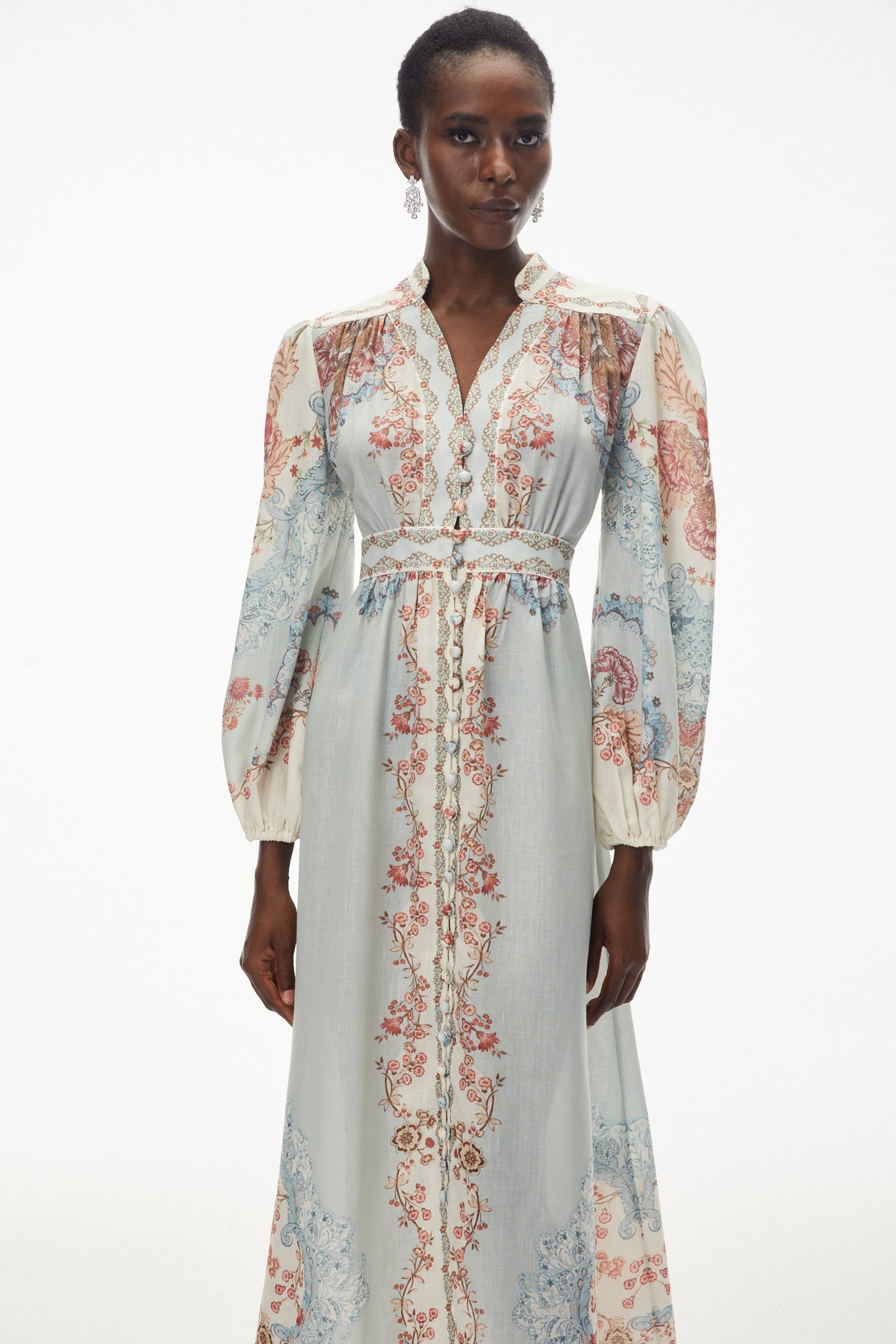 Grace Blue Floral Print Maxi Dress