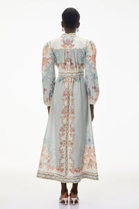 Grace Blue Floral Print Maxi Dress