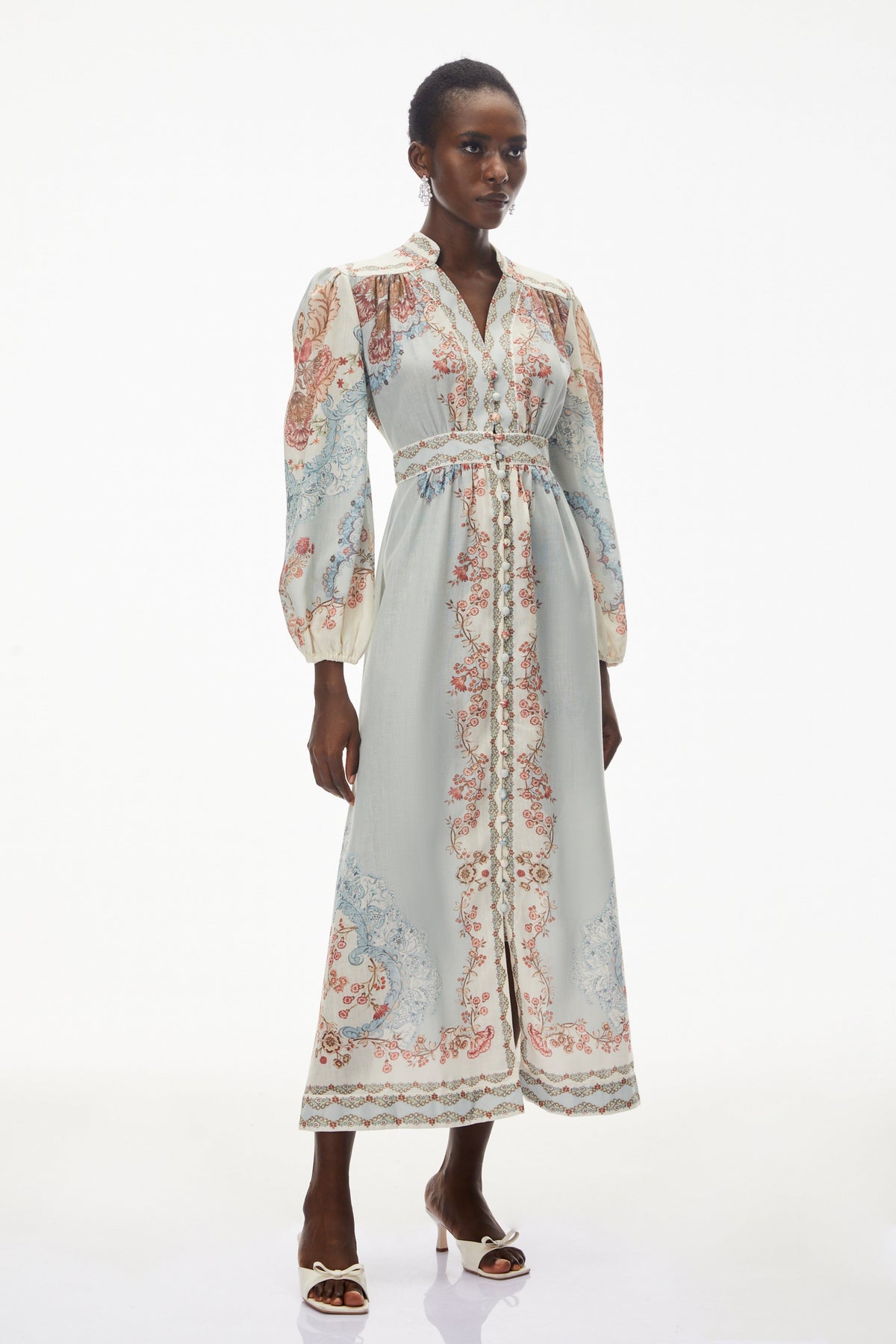 Grace Blue Floral Print Maxi Dress