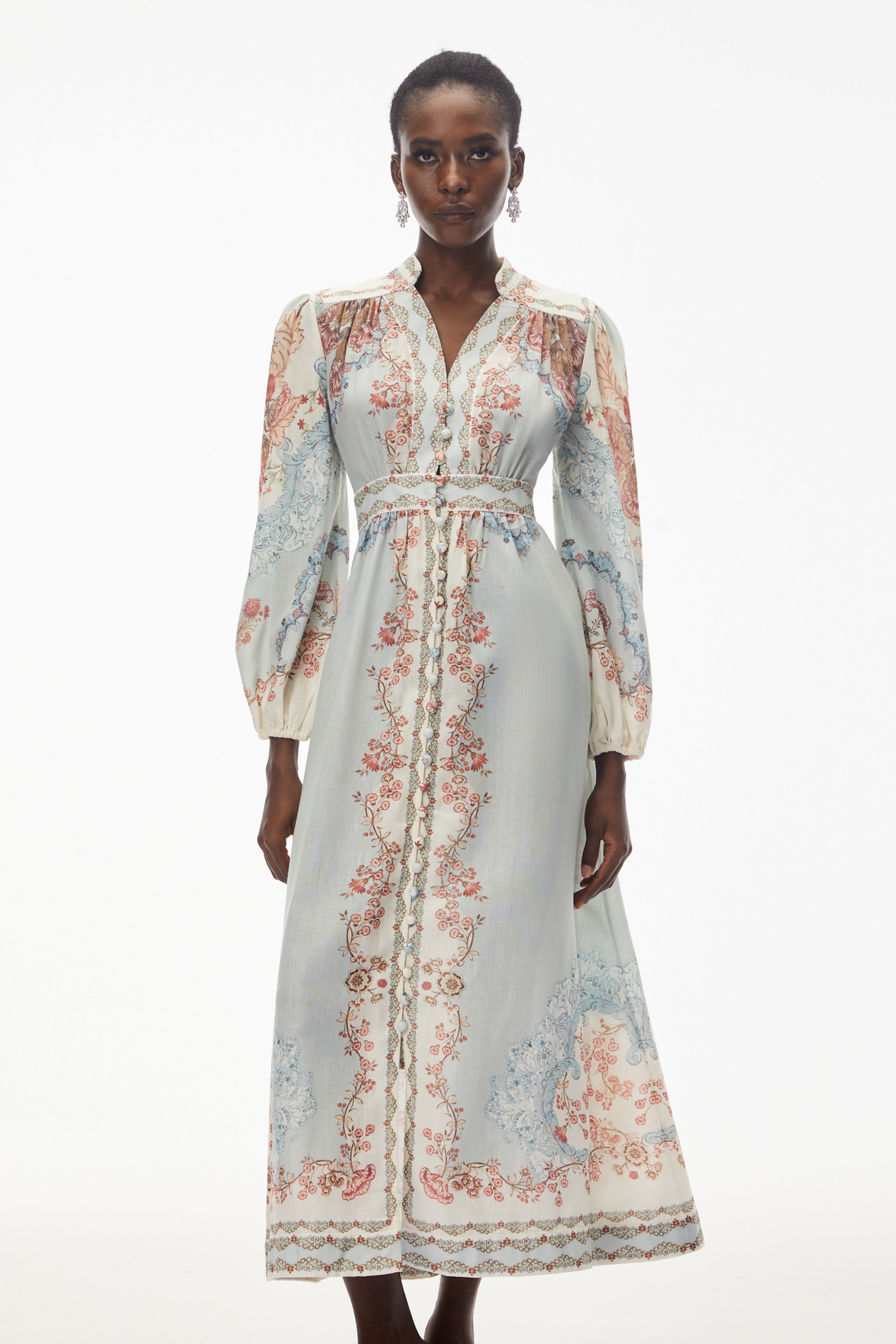 Grace Blue Floral Print Maxi Dress