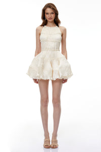 Gwendolyn Off-White Halterneck Ruffled Mini Dress