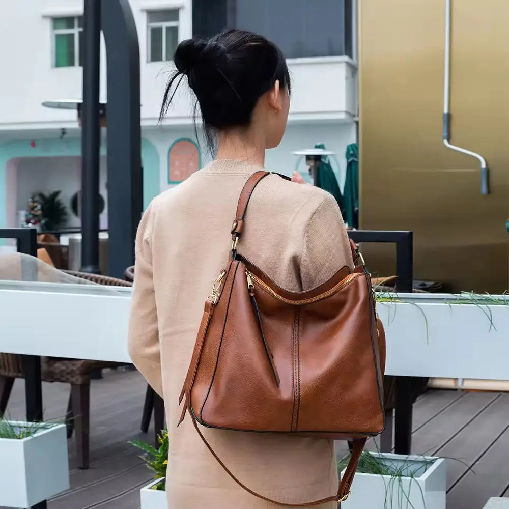 Leather Hobo Handbag + FREE Pouch Wallet