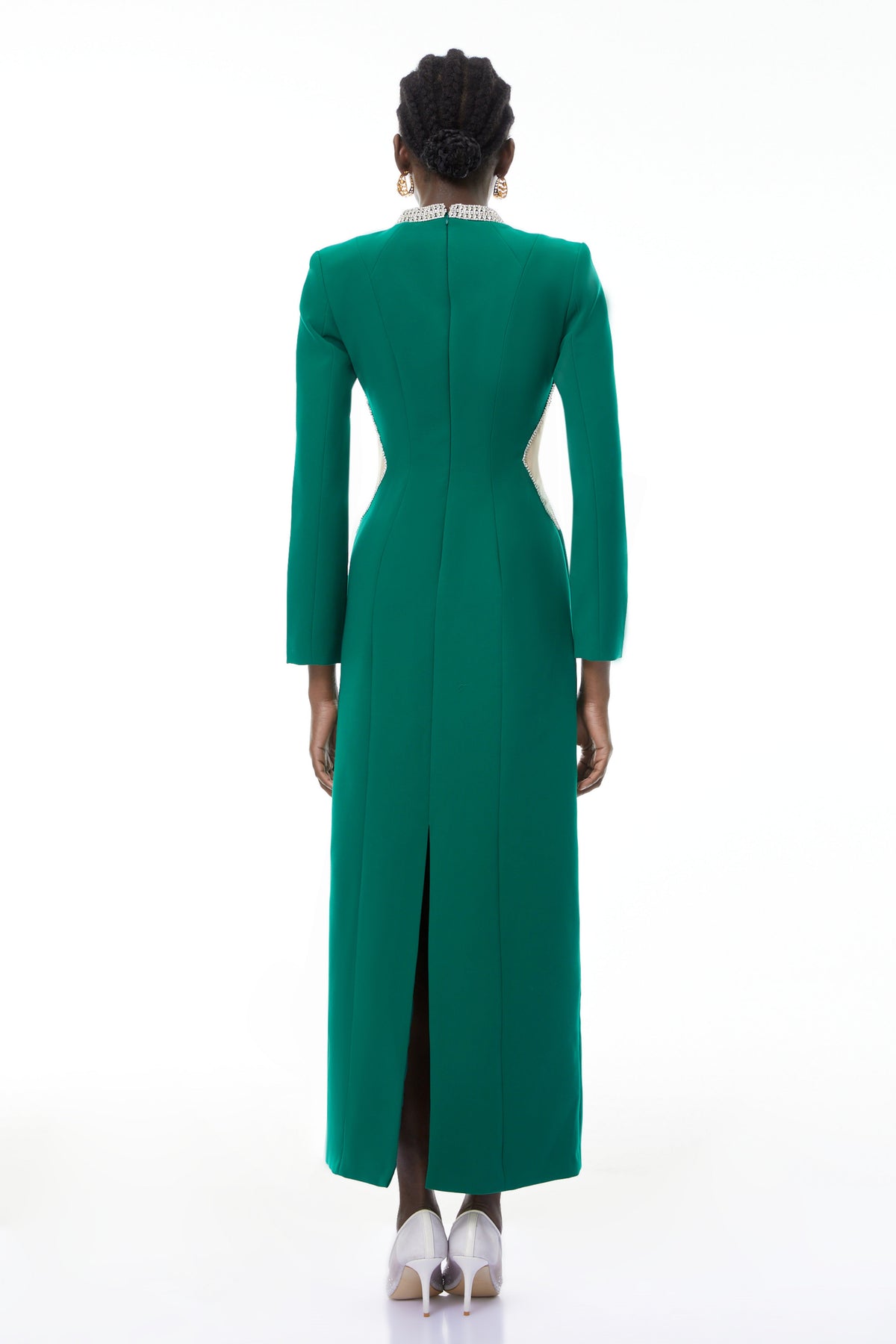 Hadley Green Cut-Out Crystal Maxi Dress