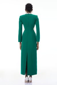 Hadley Green Cut-Out Crystal Maxi Dress