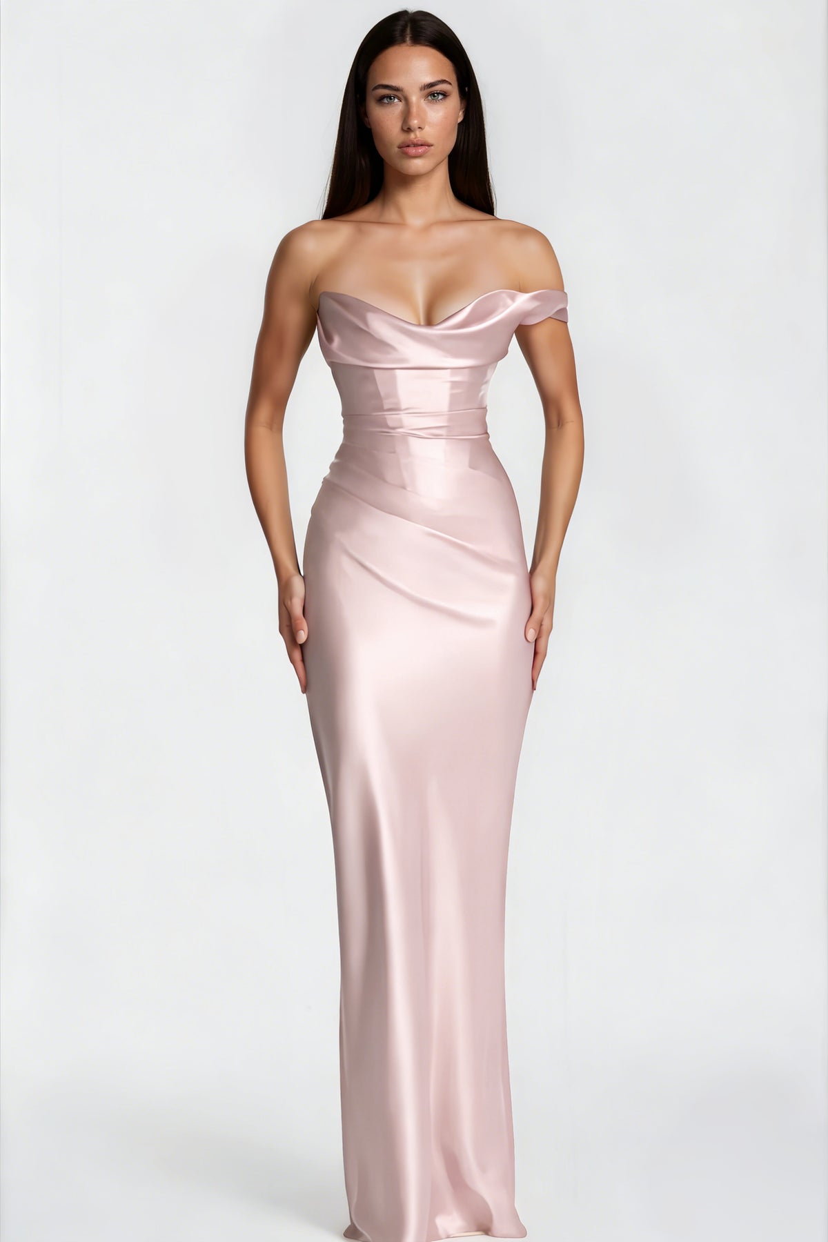 Hannah Pink One Shoulder Satin Maxi Dress
