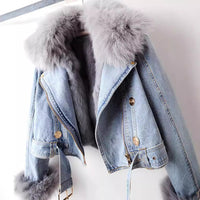 Margaux Luxe Lined Fox Fur Denim Jacket