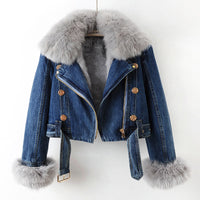 Margaux Luxe Lined Fox Fur Denim Jacket