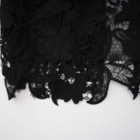 Hecate Black Beaded Lace Maxi Dress with 3D Florals