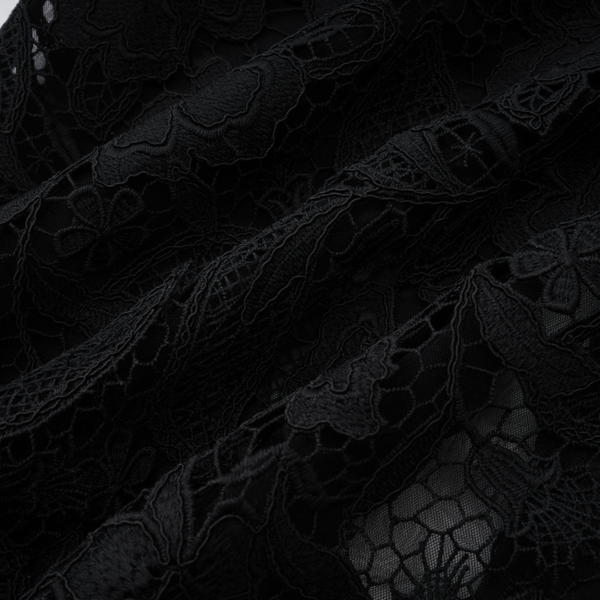 Hecate Black Beaded Lace Maxi Dress with 3D Florals