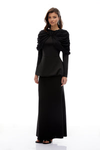 Hedda Black Pleated Dress Set