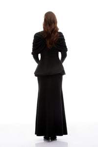 Hedda Black Pleated Dress Set
