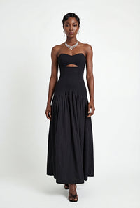 Hypatia Black Off Shoulder Ruched Maxi Dress