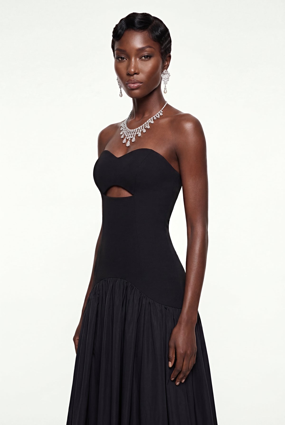 Hypatia Black Off Shoulder Ruched Maxi Dress