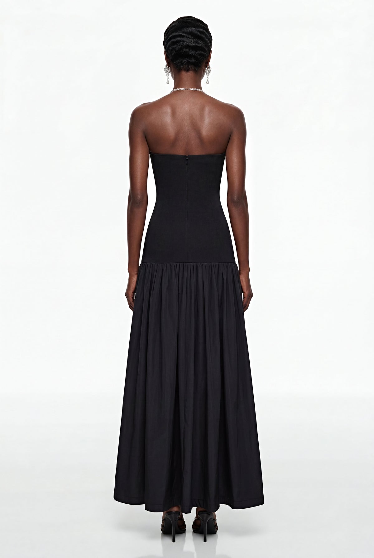 Hypatia Black Off Shoulder Ruched Maxi Dress