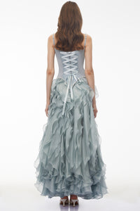 Ianthe Dusty Blue Ruffled Tulle Maxi Dress