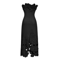 Inga Black Strapless Floral Embroidered Maxi Dress