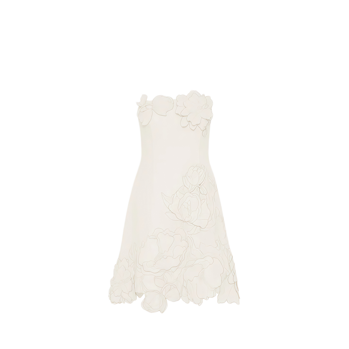 Inga Cream White Strapless Floral Embroidered Mini Dress