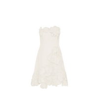 Inga Cream White Strapless Floral Embroidered Mini Dress