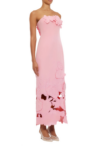 Inga Pink Strapless Floral Embroidered Maxi Dress